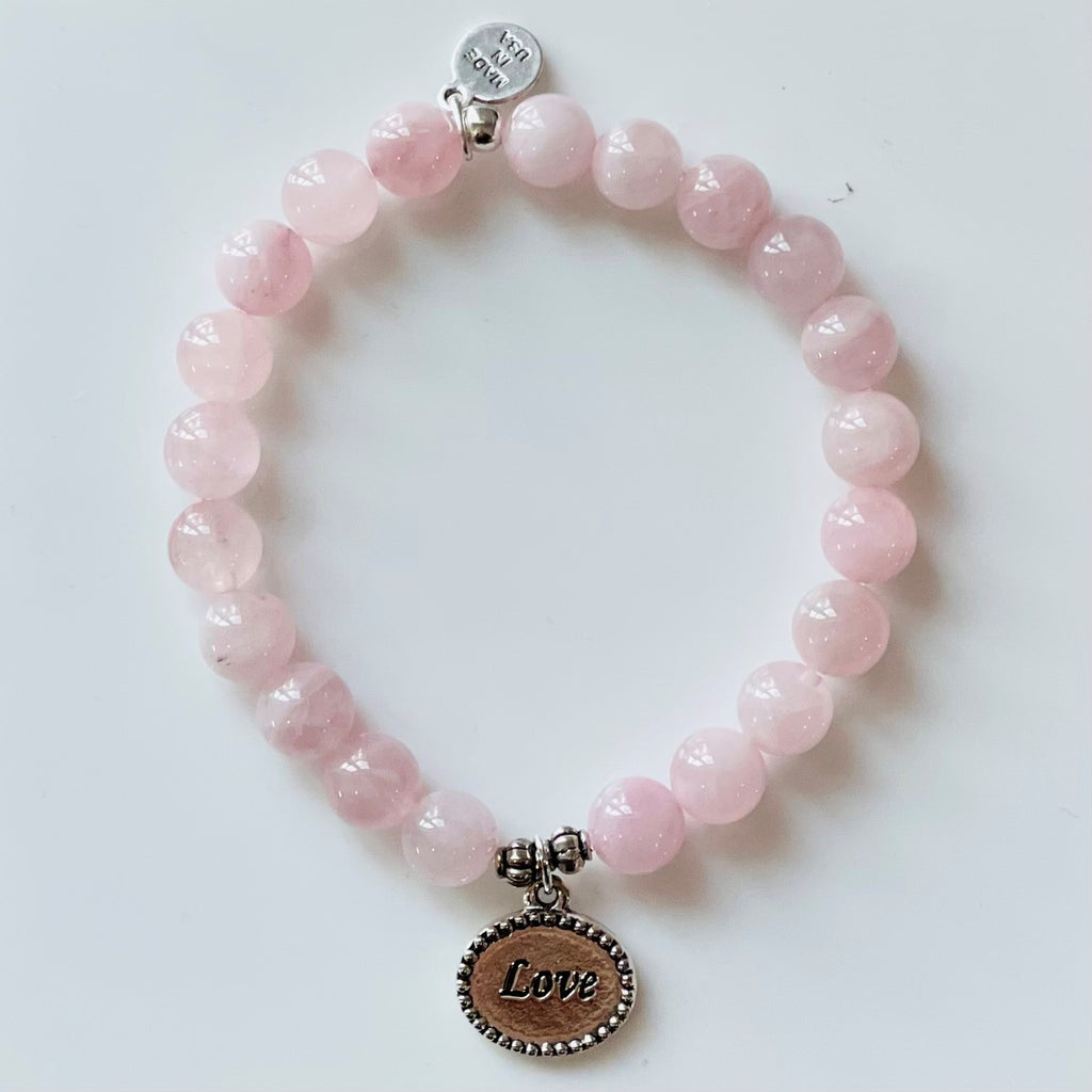 Love  - Stone Beaded Bracelet - Rose Quartz