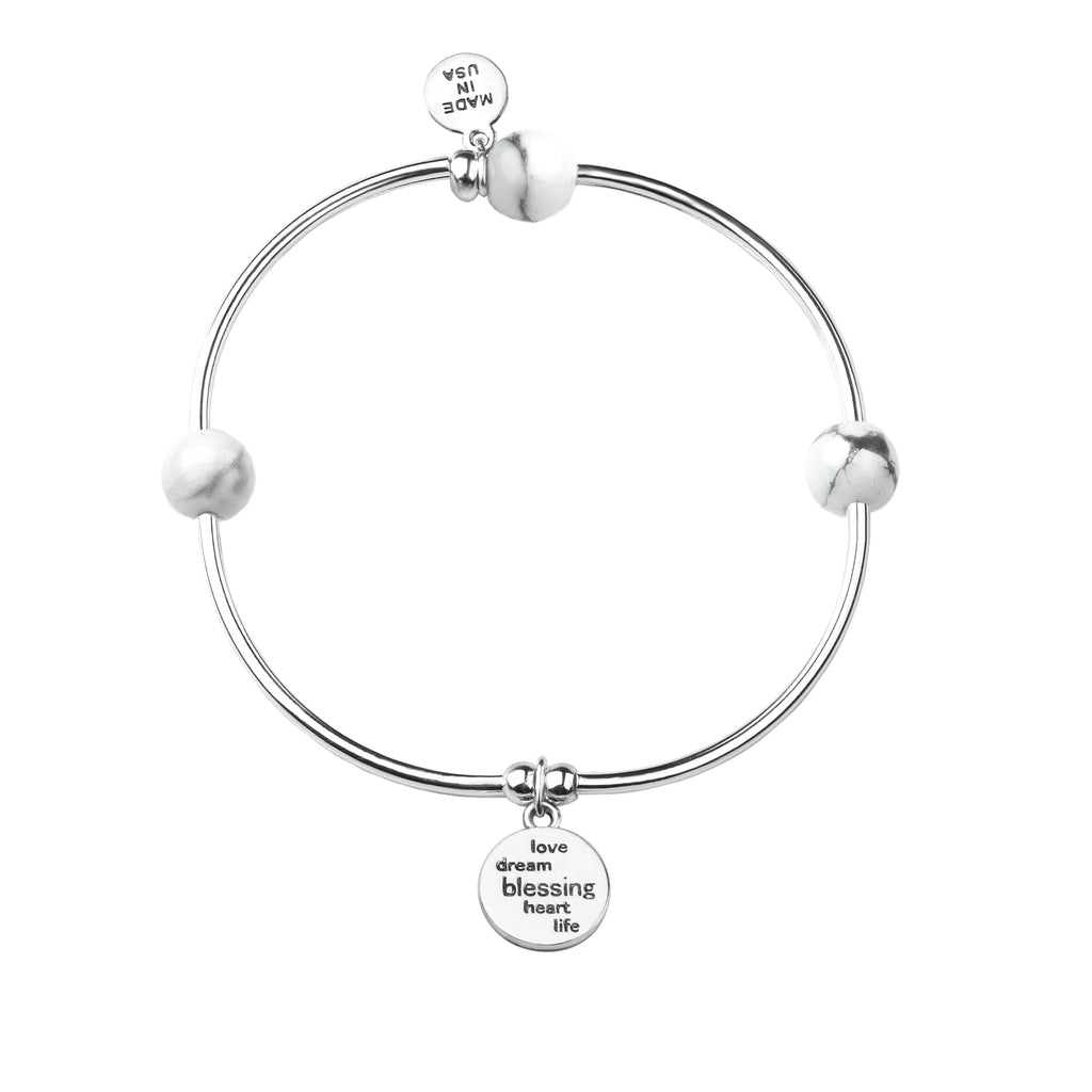 Daughter | Soft Bangle Charm Bracelet | Amethyst