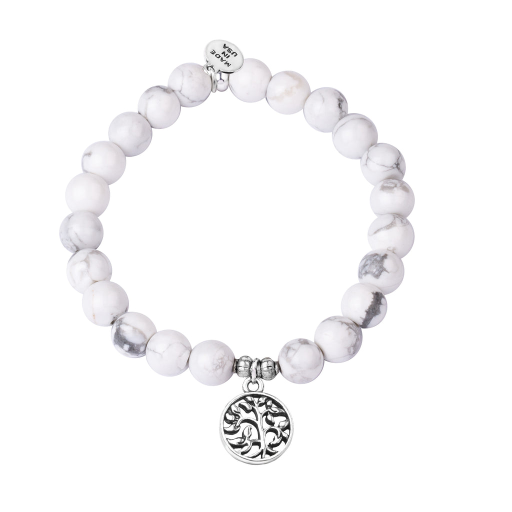 Tree of Life | Stone Beaded Charm Bracelet | Howlite