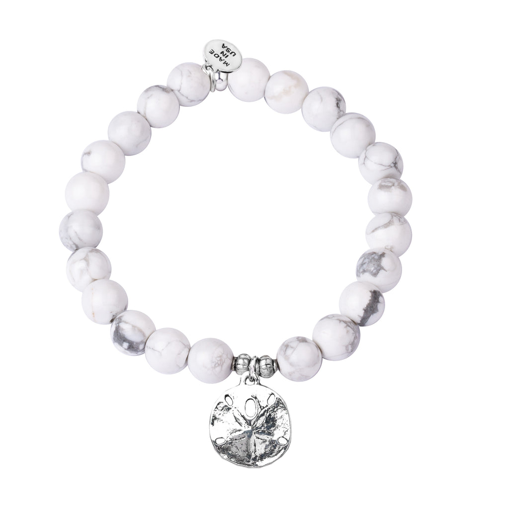 Sand Dollar | Stone Beaded Charm Bracelet | Howlite