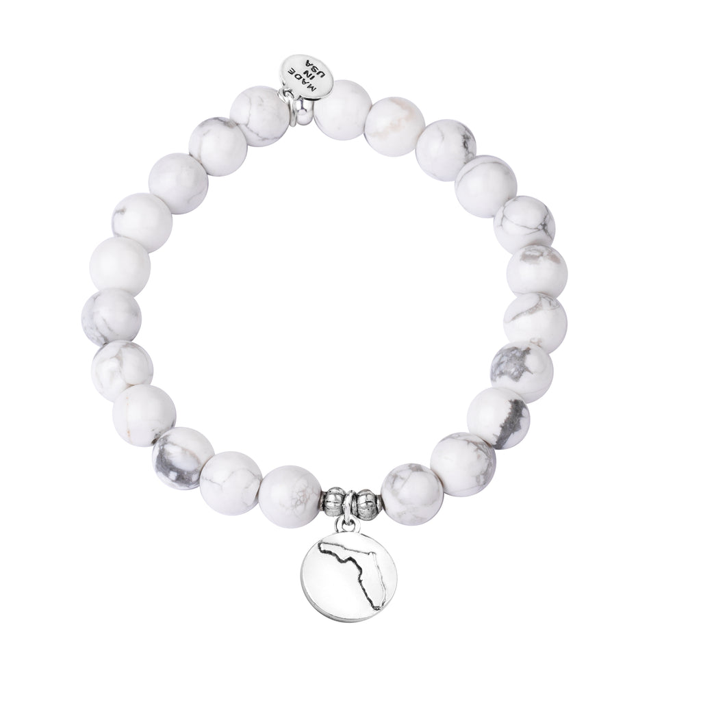 Florida | Stone Beaded Charm Bracelet | Howlite - Calmness