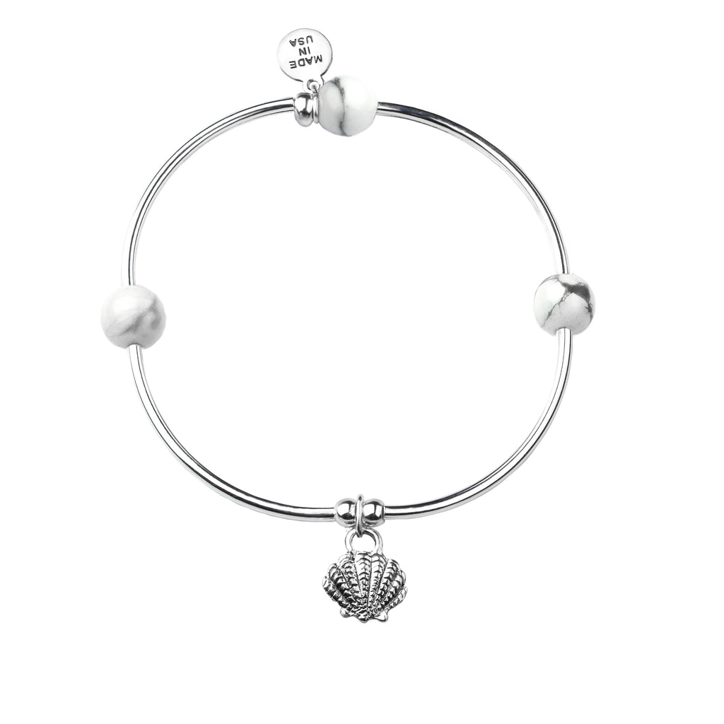 Shell | Soft Bangle Charm Bracelet | Howlite